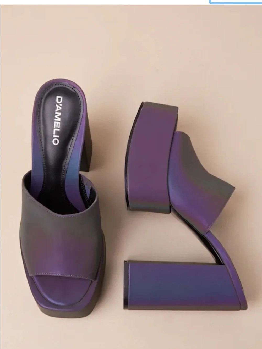 Ravina Multi Reflective Platform Sandals by D’Amelio Lulus Iridescent Purple NEW